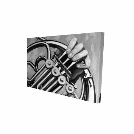 FONDO 12 x 18 in. Musician with French Horn Monochrome-Print on Canvas FO3335419